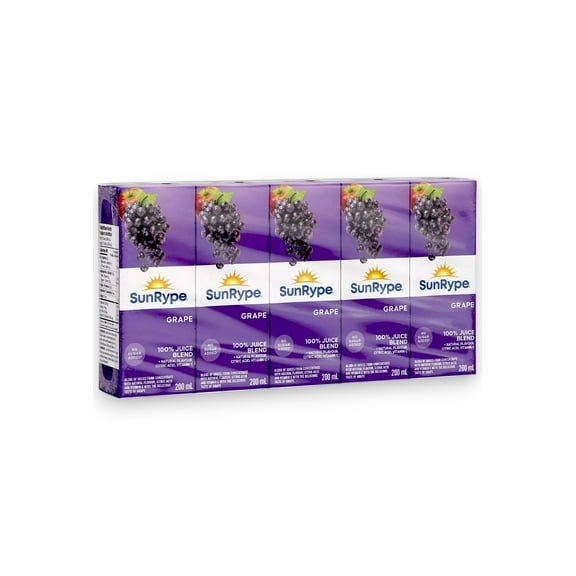 SunRype Grape Juice Boxes Perfect For On-The-Go, 5x200ml/33.8 fl. oz.