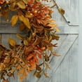 thumbnail image 2 of Artificial Fall Wreath for Front Door Autumn Wreath with Bright Oak Leaves,Small Pumpkin,Berry Branches,Mixed Leaves for Farmhouse Indoor Outdoor Window Wall Door Decor, 2 of 16