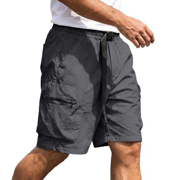 Sevevn Men's Quick Dry Outdoor Shorts Elastic Waist Casual Cargo Shorts with Zip Pockets