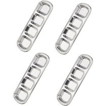 4-Compartment Stainless Steel Dipping Sauce Dish, Set of 4. Suitable for serving sauce, vinegar, soy, BBQ, hotpot, snacks, and more at parties or dinners. Dishwasher safe, silver in color.