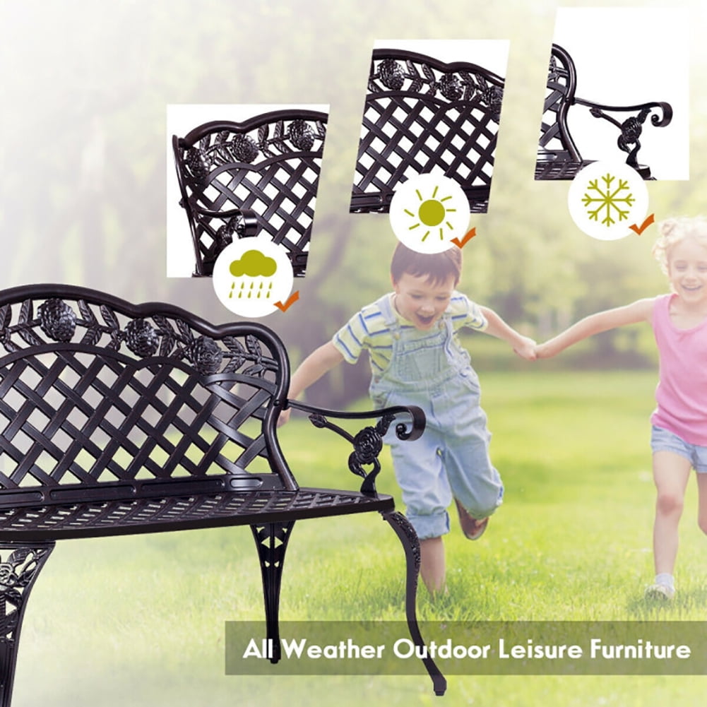 Aimee Lii 42.5" Outdoor Furniture Cast Aluminum Antique Garden Bench, Outdoor Patio Furniture Aimee Lii 42.5" Outdoor Furniture Cast Aluminum Antique Garden Bench, Outdoor Patio Furniture