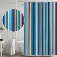 thumbnail image 5 of 60x72 Inch Shower Curtains for Bathroom, Mexican Style Fabric Bath Curtain Decor, Colorful Mexico Stripes Light Blue Waterproof Restroom Curtains Shower Set Accessories with 12 Hooks 60 Inch, 5 of 7