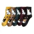 thumbnail image 2 of 5 Pairs Womens Knit Cat Socks Vintage Soft Cabin Warm Socks Thick Knit Cozy Winter Socks for Women Gifts, 2 of 8