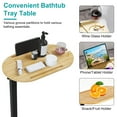 thumbnail image 4 of Bamboo Bathtub Tray Table with Adjustable Height TeqHome Freestanding Bathtub Caddy for Tub Against Wall 360° Rotatable House Warming Gift Wood, 4 of 10