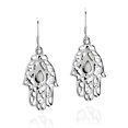 thumbnail image 3 of Hamsa Hand White Shell Teardrop .925 Silver Dangle Earrings, 3 of 3