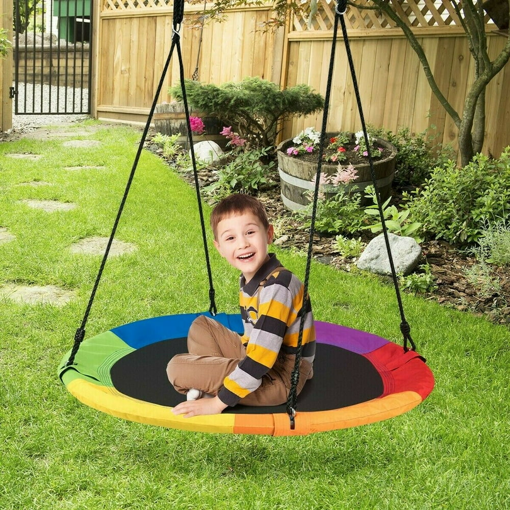 40" Flying Saucer Tree Swing Nest Hanging Rope Outdoor Garden Toy for