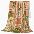 thumbnail image 2 of Cute Corgi Portraits Autumn Pumpkins Patchwork Corgi, Festive Pet Portrait Pattern, Warm Flannel Blanket for Living Room and Bedroom, Dog Lovers autumn celebration Gift, Pet Lover Home Decor, 2 of 9