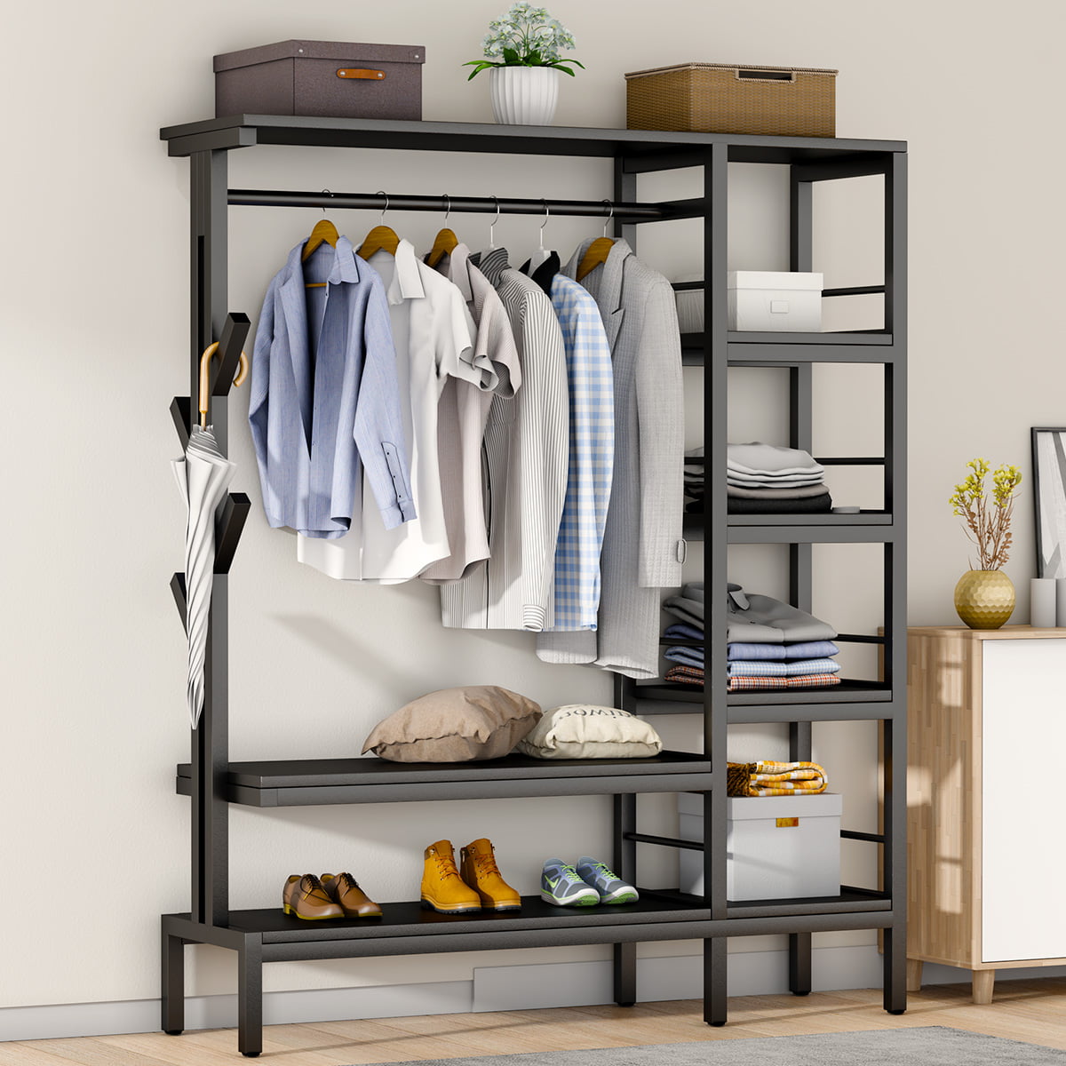 Grey For Nappies and Baby Items mDesign Hanging Wardrobe Organiser 7 Shelves & 3 Drawers Ideal Hanging Clothes Storage Made of Fabric Material Suitable as Hanging Storage Baskets in the Hall 