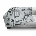 thumbnail image 3 of Birds Soft Flannel Fleece Throw Blanket, Ornate Cages Branch of Tree Silhouette and Animals Floral Modern Print, Cozy Plush for Indoor and Outdoor Use, 70" x 90", Blue Black, by Ambesonne, 3 of 6