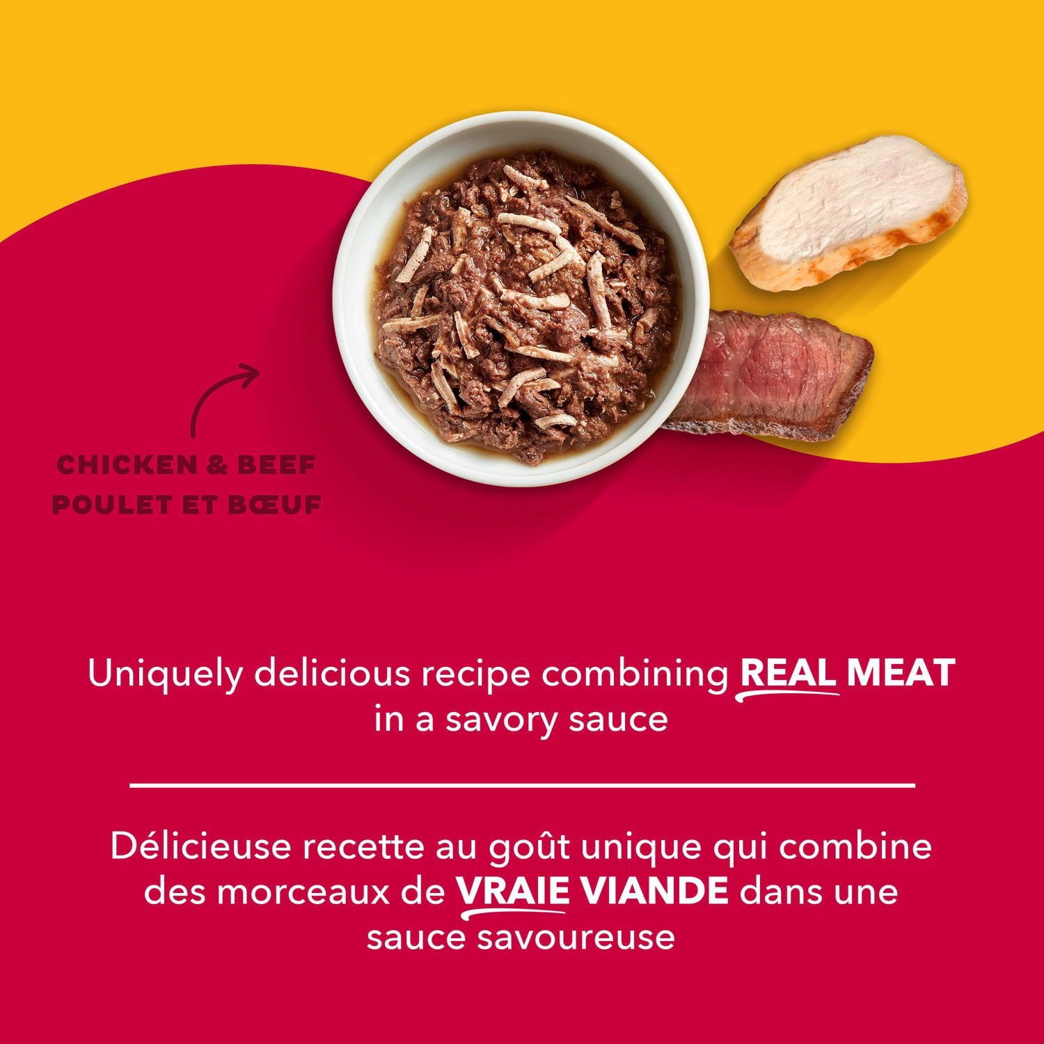 Meow Mix Tenders in Sauce with Real Chicken & Beef, Wet Cat Food, 78g