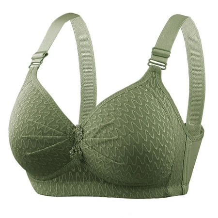 BangWanChi Wireless Bras for Women Pack Middle Aged And Elderly Bras Without Steel Rings Large Size Underwear Front Button Style Bra Comfortable Bra Green XXL