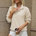 thumbnail image 3 of Golf Collar Sweatshirt For Women, Fleece Lined Long Sleeve Raglan Tops, Teen Fall Casual Basic Loose Fit Pullover Shirts S-XXL, 3 of 6