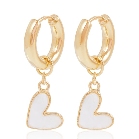 Detachable Heart Shaped Dangle Circle Hoop Earrings for Women Temperament Golden Ear Buckle Jewelry Gifts