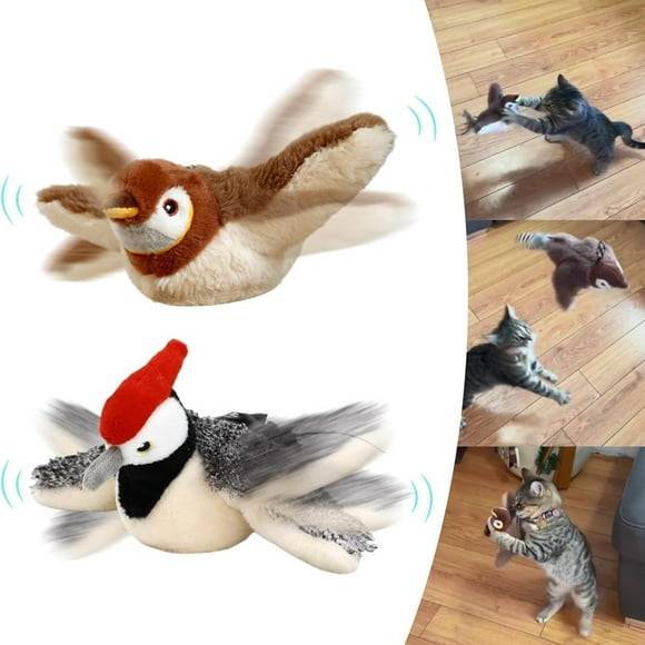 CNKOO Jouet de Chasse pour Chat Oiseau Volant Interactif Simulation Électrique Moineau Secouant