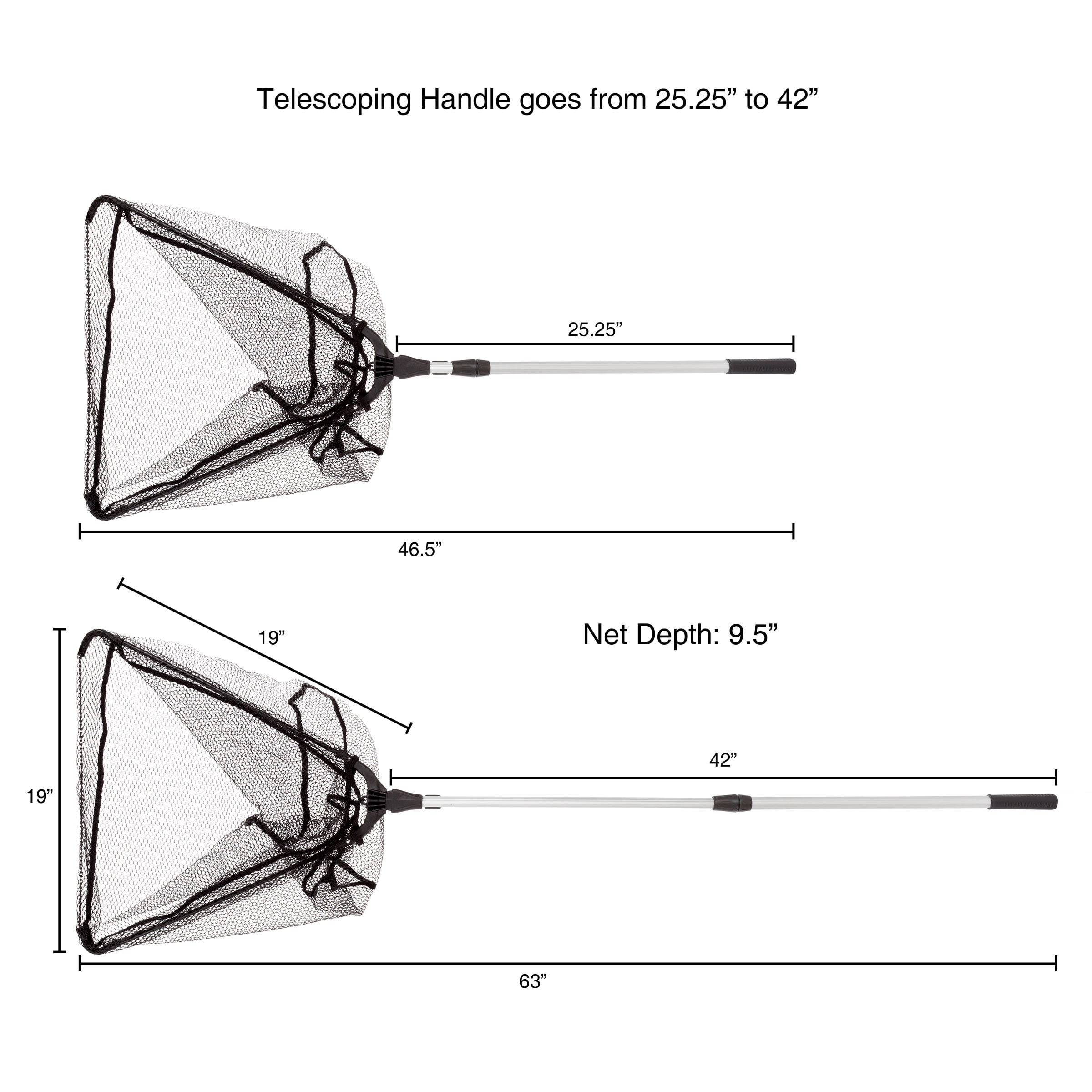Wakeman Fishing Net with Telescoping Handle- Collapsible and Adjustable Landing Net with Corrosion Resistant Handle and Carry Bag
