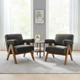 thumbnail image 2 of Armchair Accent Chair, Set of 2, Drak Gray Grey, Fabric, Wood, Living Kitchen Cafe Bistro Hospitality Restaurant, Modern Contemporary HB36213, 2 of 9