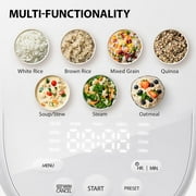 Toshiba Electric Rice Cooker, 5.5 Cup, Multi-Cooker Steamer and Warmer, Digital, 8 Functions, White