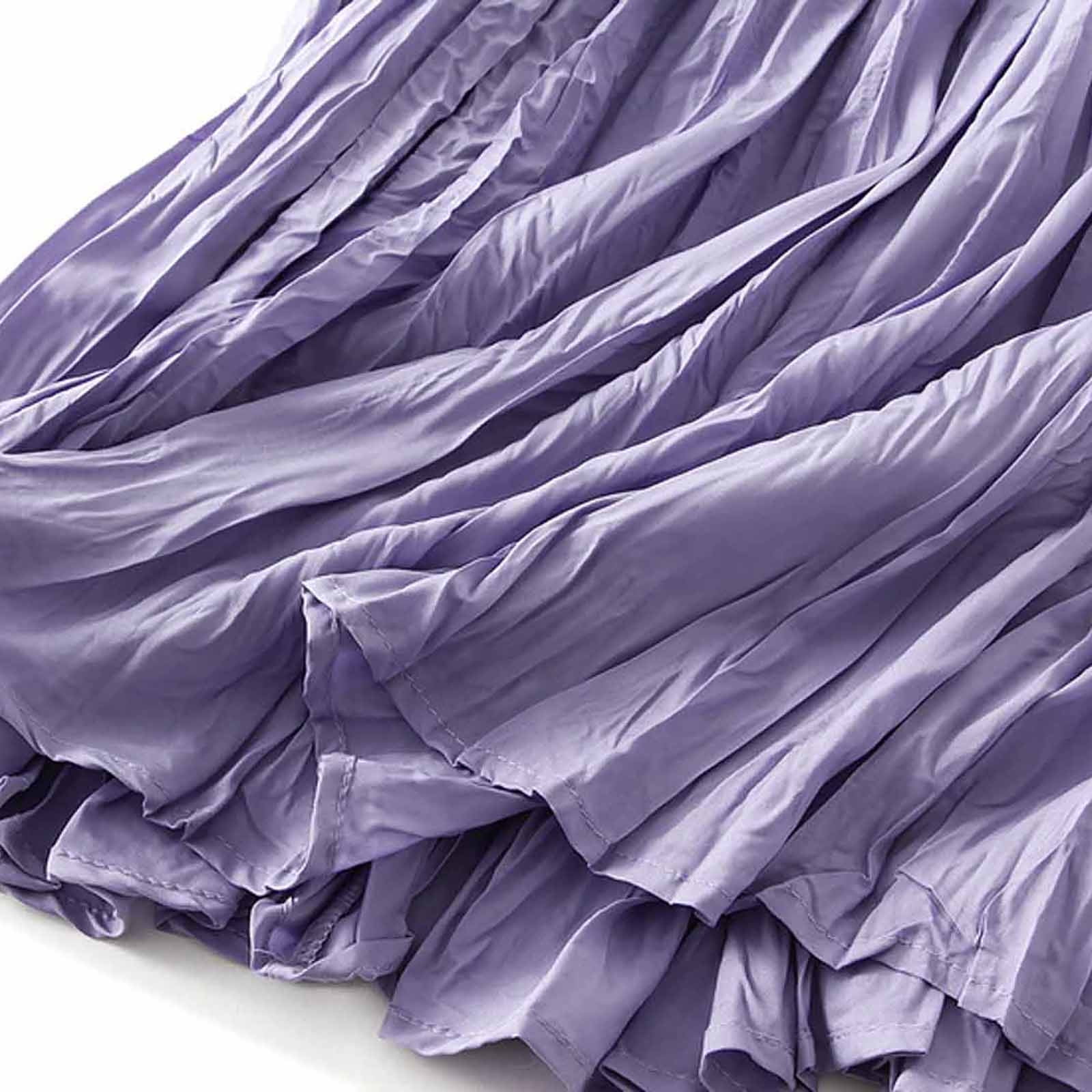 Cavosen Womens Summer Skirts Mid Length Calf Length Skirts Pleated Pencil Skirts High Elastic Waist Solid Color Summer Skirts Flowy Slimming Dress Athletic Beachwear Purple