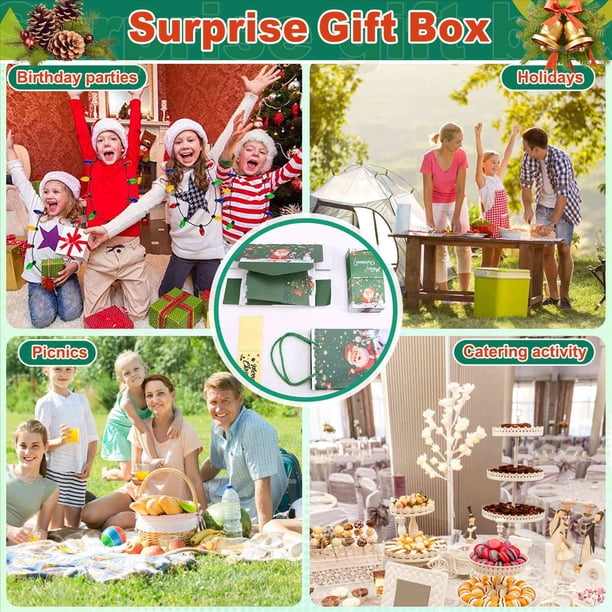 Juego de Alcancías Navideñas, Caja de Regalo con Forma de Explosión para Dinero, Alcancía Navideña para Tirar de Regalos en Efectivo (Verde, 25 Piezas)