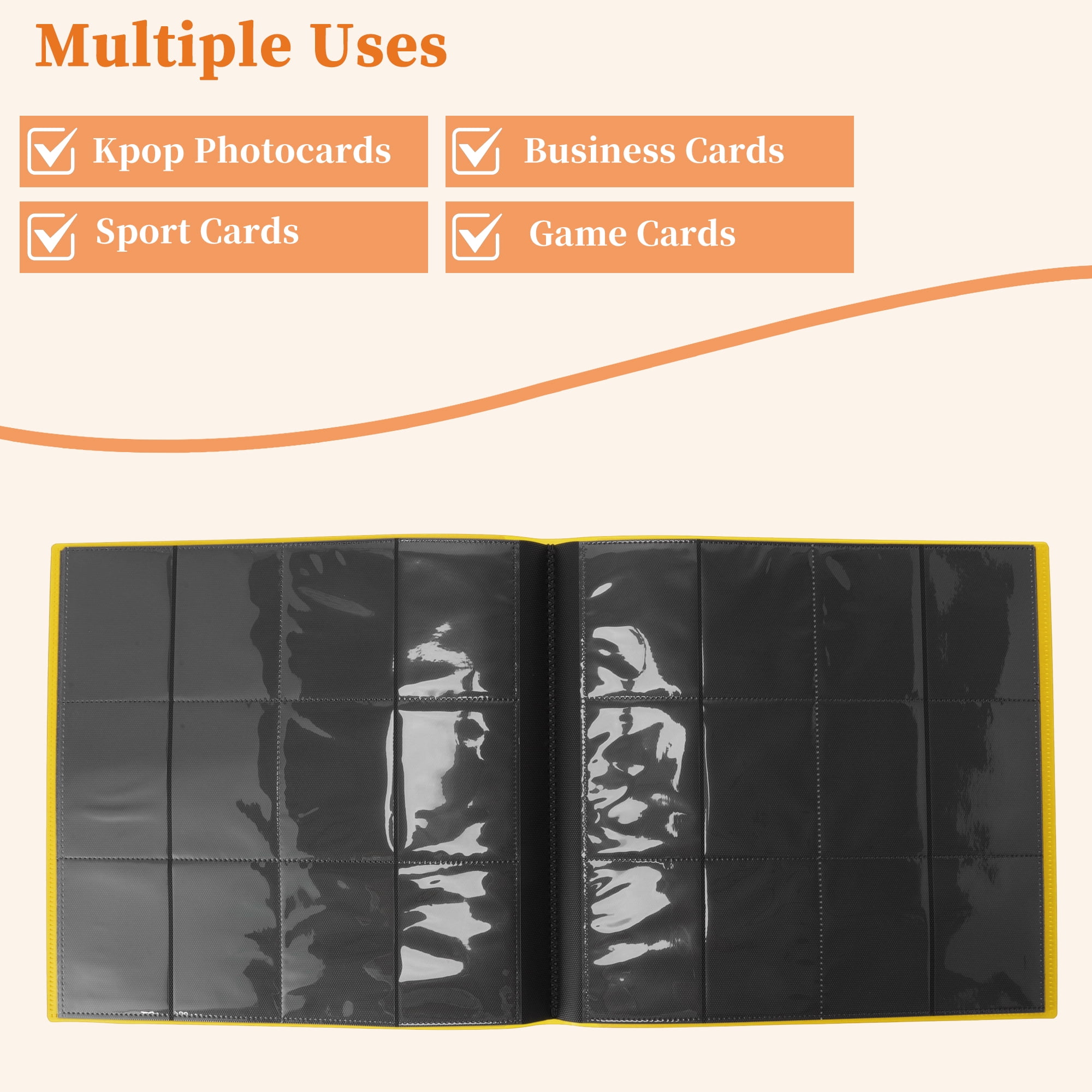 Unique Bargains Card Binder with 12 Pockets and 20 Pages for 480 Card Capacity ["Yellow"]