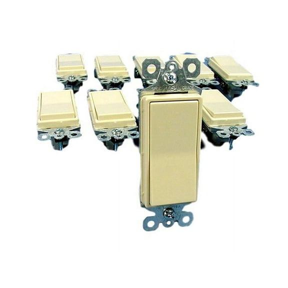 10 Pass & Seymour Ivory Decorator Rocker Wall Light Switches 3-Way 15A TM873-I