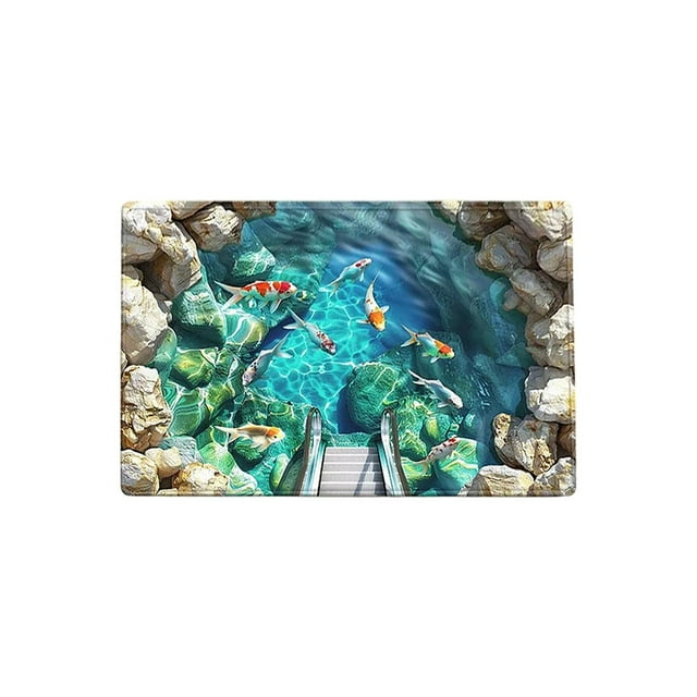 Aodebiao 3D Optical Illusion Rug, Brick Bottomless Hole Design Non- Area Rug for Living Room, Bedroom, Front Door Mat, Playroom & Gameroom Floor Carpet Decor