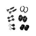 thumbnail image 1 of Aretes IRONICO de acero inoxidable con piercing 6 Pares negro, 1 of 2