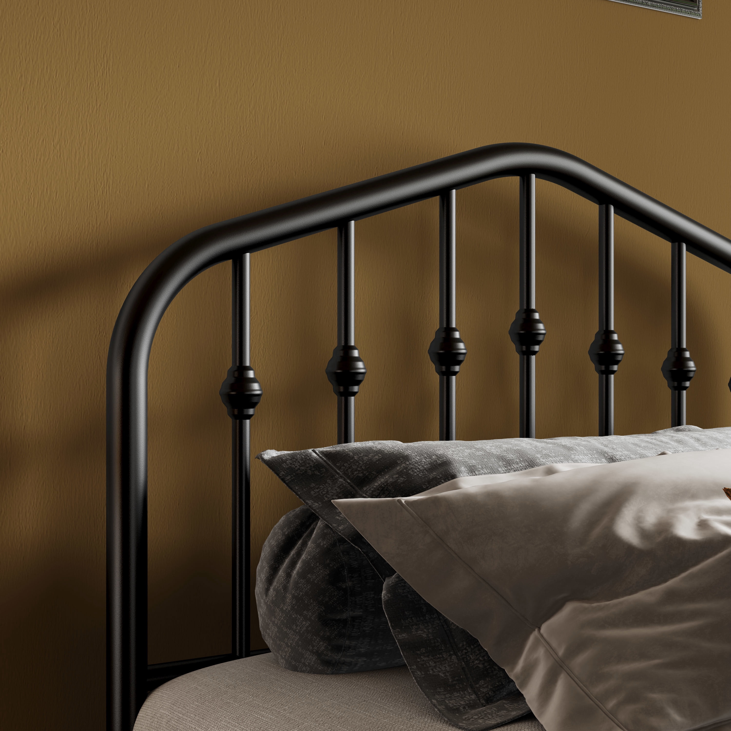 Sifurni Twin Size Bed Frame, Heavy Duty Metal Platform Bed with Vintage Victorian Headboard & Footboard, Black