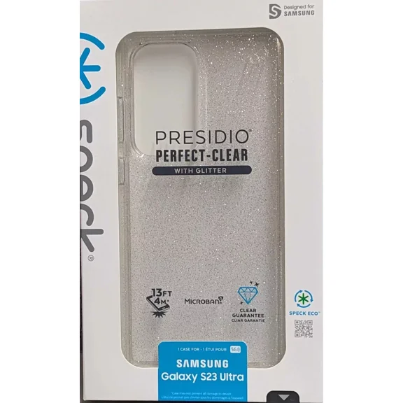 Speck Presidio Perfect-Clear Glitter Case For Samsung Galaxy S23 Ultra