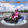 thumbnail image 5 of Funcid 24V 10Ah Big Battery Go Kart for Kids Age 6-12, Ride on Toys with 600W Motors, 7.5 MPH Electric Go Kart W/ EVA Wheels, 4-Level Adjustable Seat & 360° Drift Mode, LED Power Display, Black, 5 of 7