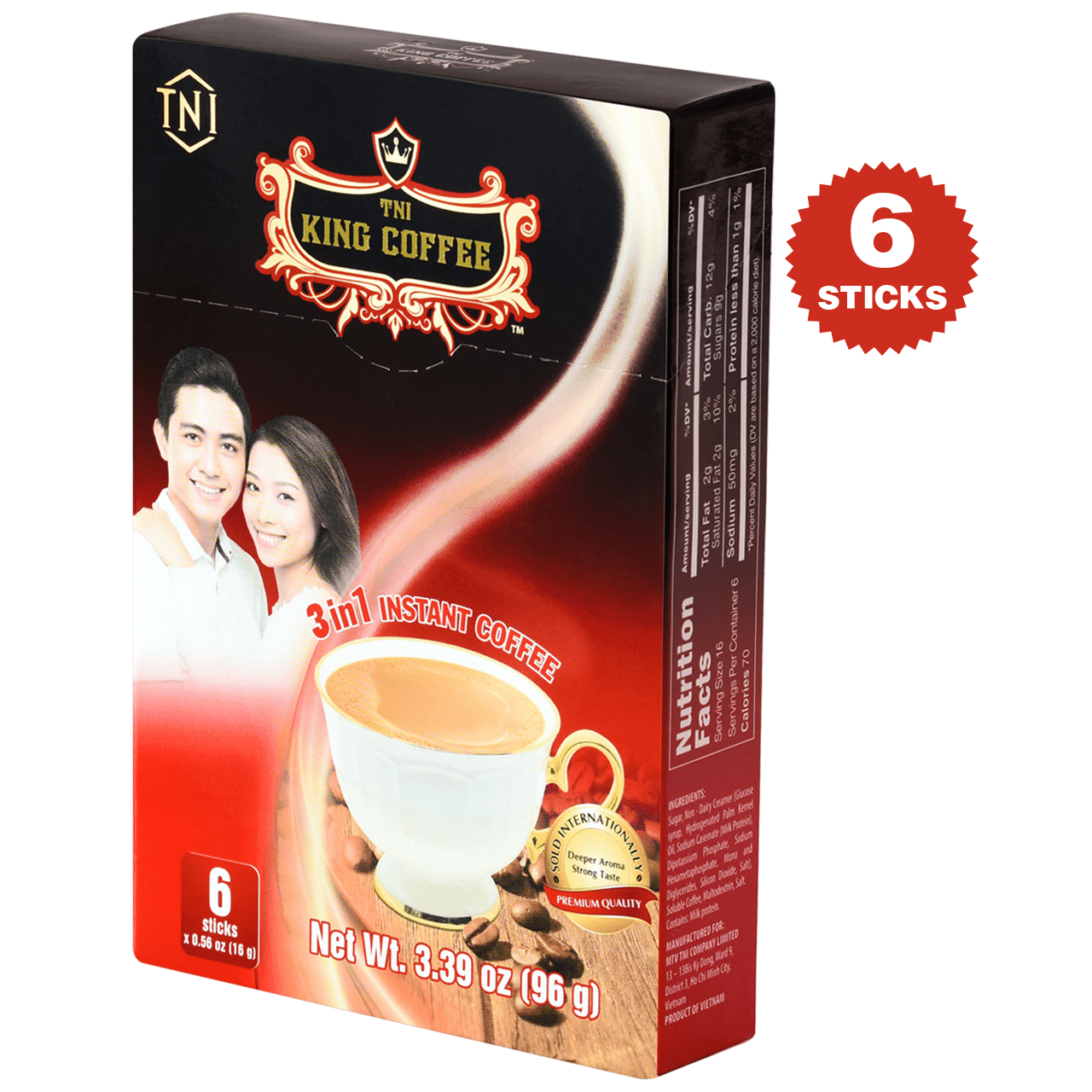 King Coffee 3in1 instant Box 6 sticks (E/V)
