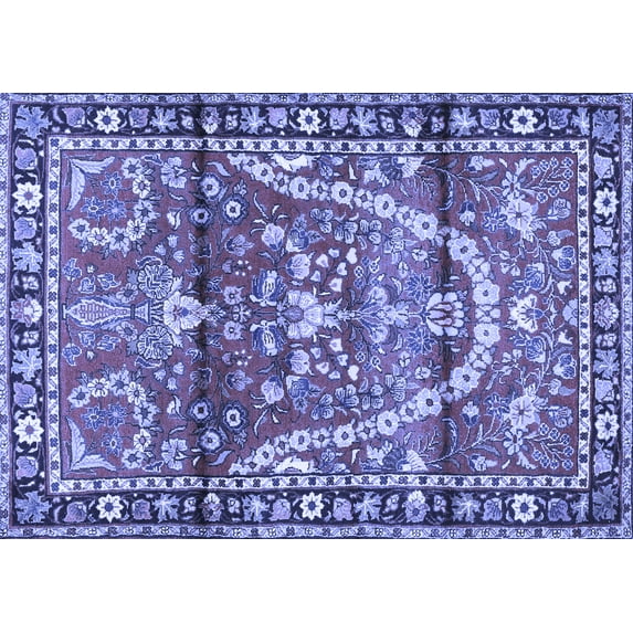 Ahgly Company Machine Washable Indoor Rectangle Persian Blue Traditional Area Rugs, 8' x 10'