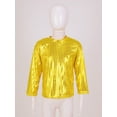 thumbnail image 3 of Kaerm Boys Girls Sparkly Sequins Metallic Long Sleeve Top T-Shirt Modern Jazz Hip Hop Stage Gold 130, 3 of 7