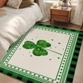 thumbnail image 4 of Area Rugs for Living Room Bedroom, St. Patrick's Day 4'x6' Rug Washable Carpet Runner Indoor Outdoor, Green Shamrock Plaid Beige Spring Non Slip Accent Floor Mats Rug for Kitchen, Office, 4 of 8
