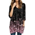 thumbnail image 5 of Wutalume Women's 3/4 Sleeve Tops and Blouses, Floral Print V-Neck Tunic with Pockets, Mid-Length Top for Spring and Summer Fashion, Relaxed Fit,Purple Pink 2XL, 5 of 7