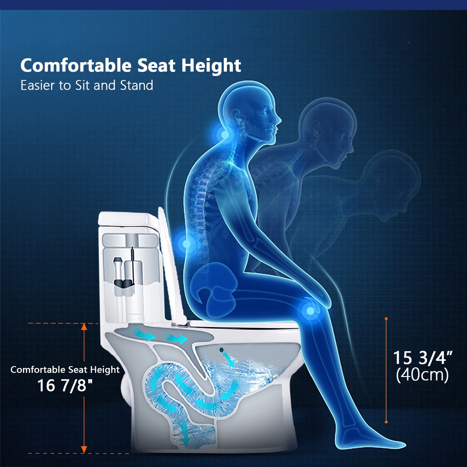 Ace 1.6 GPF Dual-Flush Toilet Modern Elongated One-Piece Toilet for Floor Mounted Glazed Surface (Seat Included) DV-1F52102R