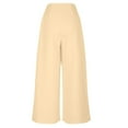 thumbnail image 6 of Fengqque Women's Elastic Waist Loose Wide Leg Pants High Waisted Business Casual Dress Pants Beige M(M), 6 of 9