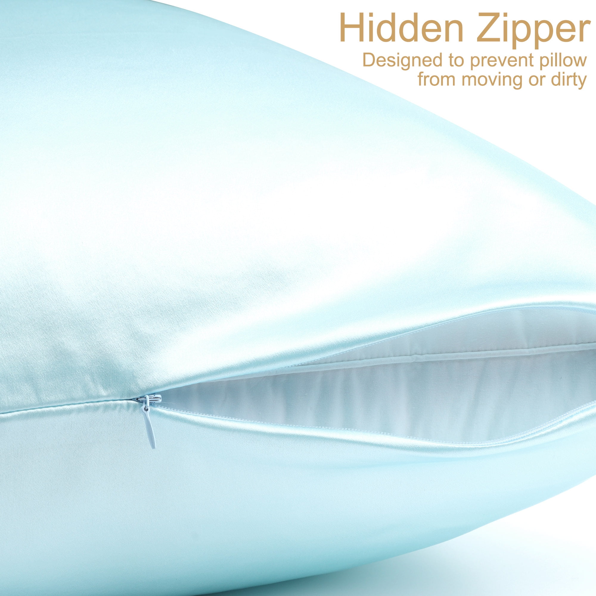 PiccoCasa 19 Momme Silk Pillowcase for Queen Size Pillow, Light Blue, 20"x30"