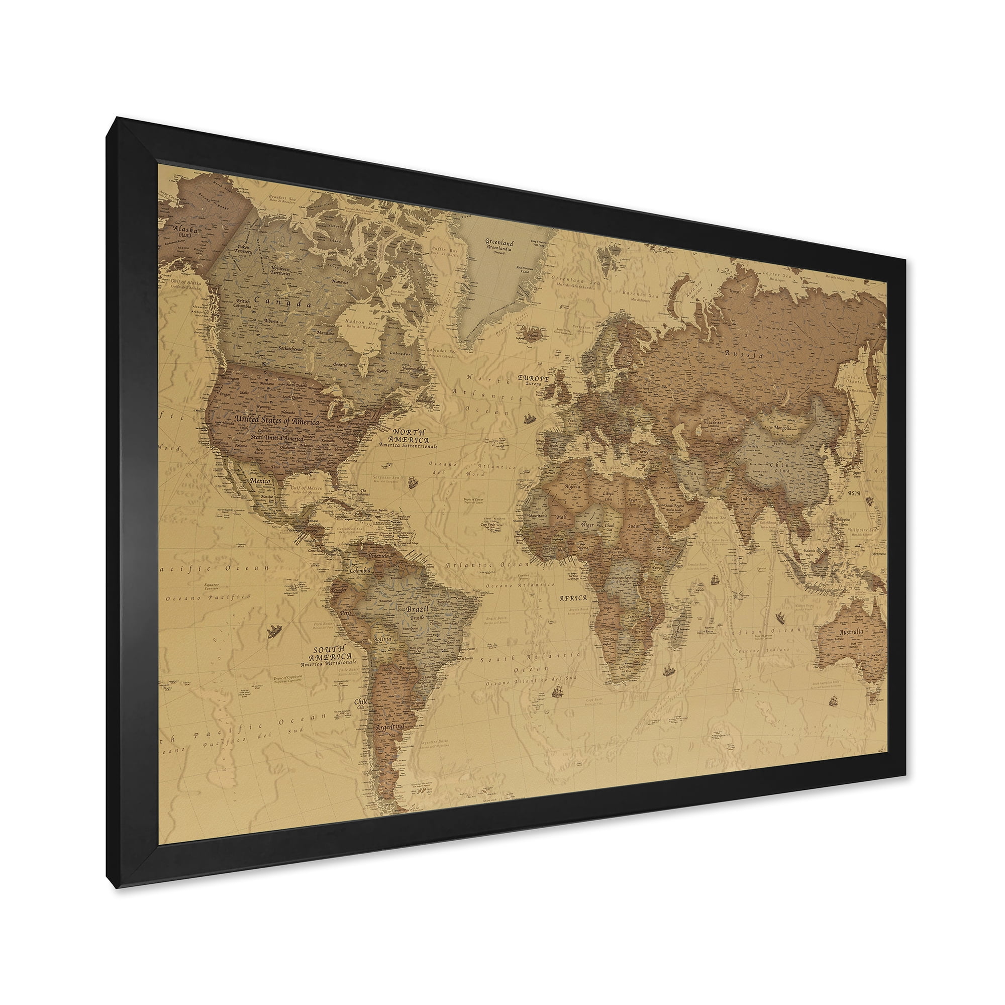 Designart 'Ancient World Map III' Vintage Framed Art Print