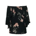 thumbnail image 3 of eVogues Women's On/Off Shoulder Flared Sleeve Top Black, 3 of 6