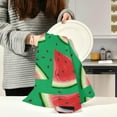 thumbnail image 3 of Red Watermelon Slices Seeds Tea Towels Set of 6 Green Watercolor Kitchen Dish Cloth with Hanging Loop, 18"x28"Lint-Free Absorbent Towel for Kitchen Drying Wiping and Cleaning, 3 of 7