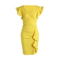 thumbnail image 4 of VISgogo Vestido de manga corta ajustado para mujer, de una pieza con escote en V profundo de color sólido en 10 colores, S / M / L / XL VISgogo moda, 4 of 9