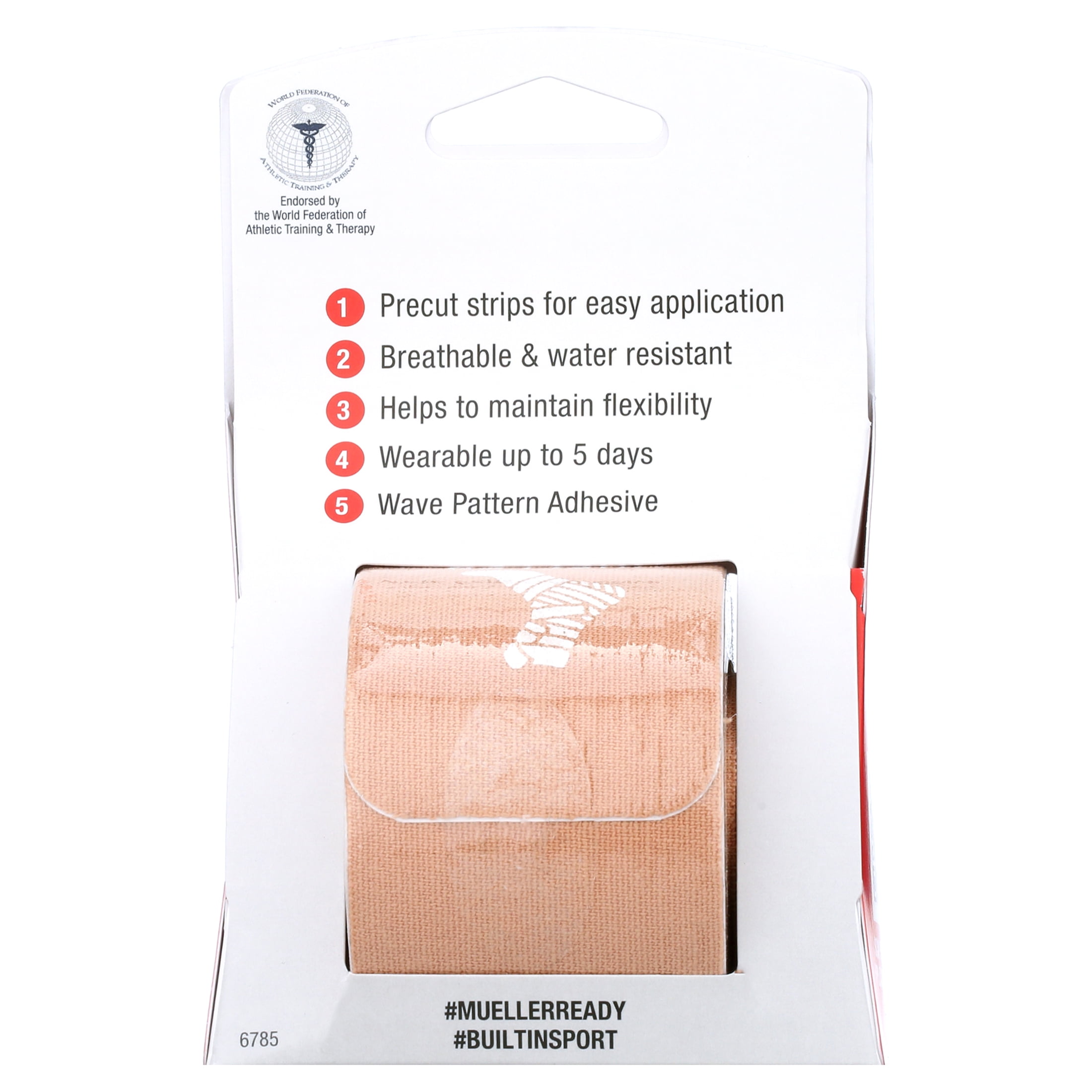 (3 pack) Mueller Typhoon Kinesiology Therapeutic Tape, Beige, 20 Precut I-Strips,