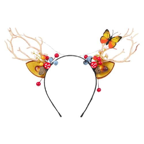 Didiseaon 1pc Christmas hair band Antler hair band Safe hair band blue  berries floral hair accessories antler headband hair hoop Mori Department  red