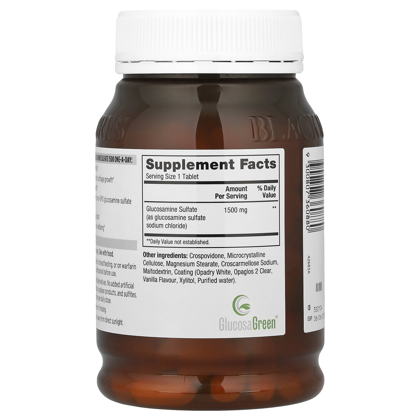 Blackmores Glucosamine Sulfate One-A-Day, Vanilla, 1,500 mg, 180 Tablets