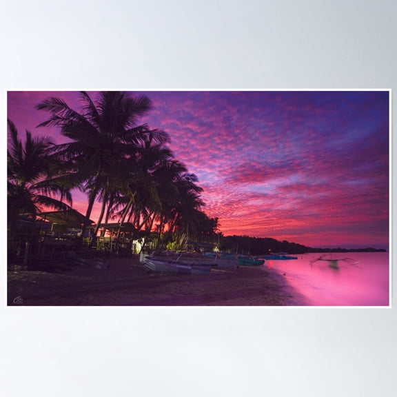 369 Prints Sunrise Sunset With Coconut Tree- No Framed, Vintage Wall Art, Trendy Retro Print, Room Decor, Wall Art, Poster Only