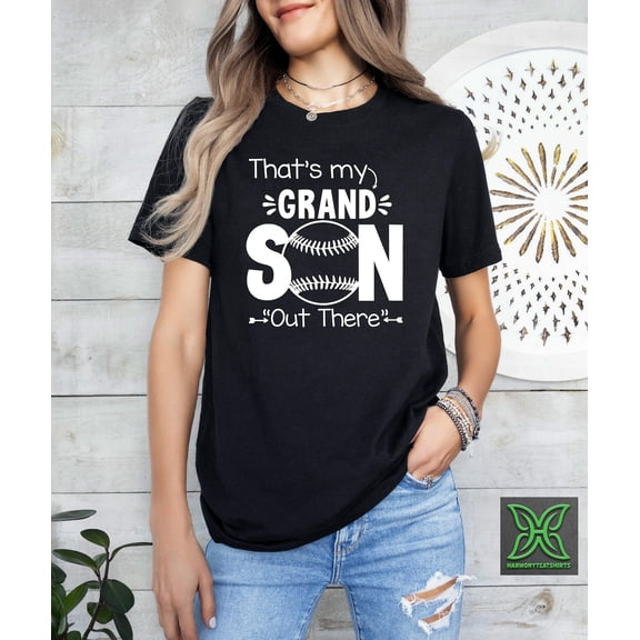 Baseball Grandma Shirt,Baseball Grandpa Shirt,Baseball Day Proud Grandparents,Softball Grandma, That's My Grandson Out There Tshirt Tshirt All Size S-5XL