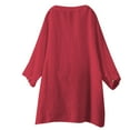 thumbnail image 5 of T Shirts For Women Red Womens Tops Fashion Loose Button Stand Solid Color Sleeve Collar Casual Pocke Summer Tops, 5 of 7