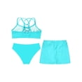 thumbnail image 2 of Alvivi Kids Girls Bathing Suit Beach Swimwear Set Strappy Back Crop Top with Briefs and Shorts Tankini Swimsuits Lake Green 12, 2 of 7