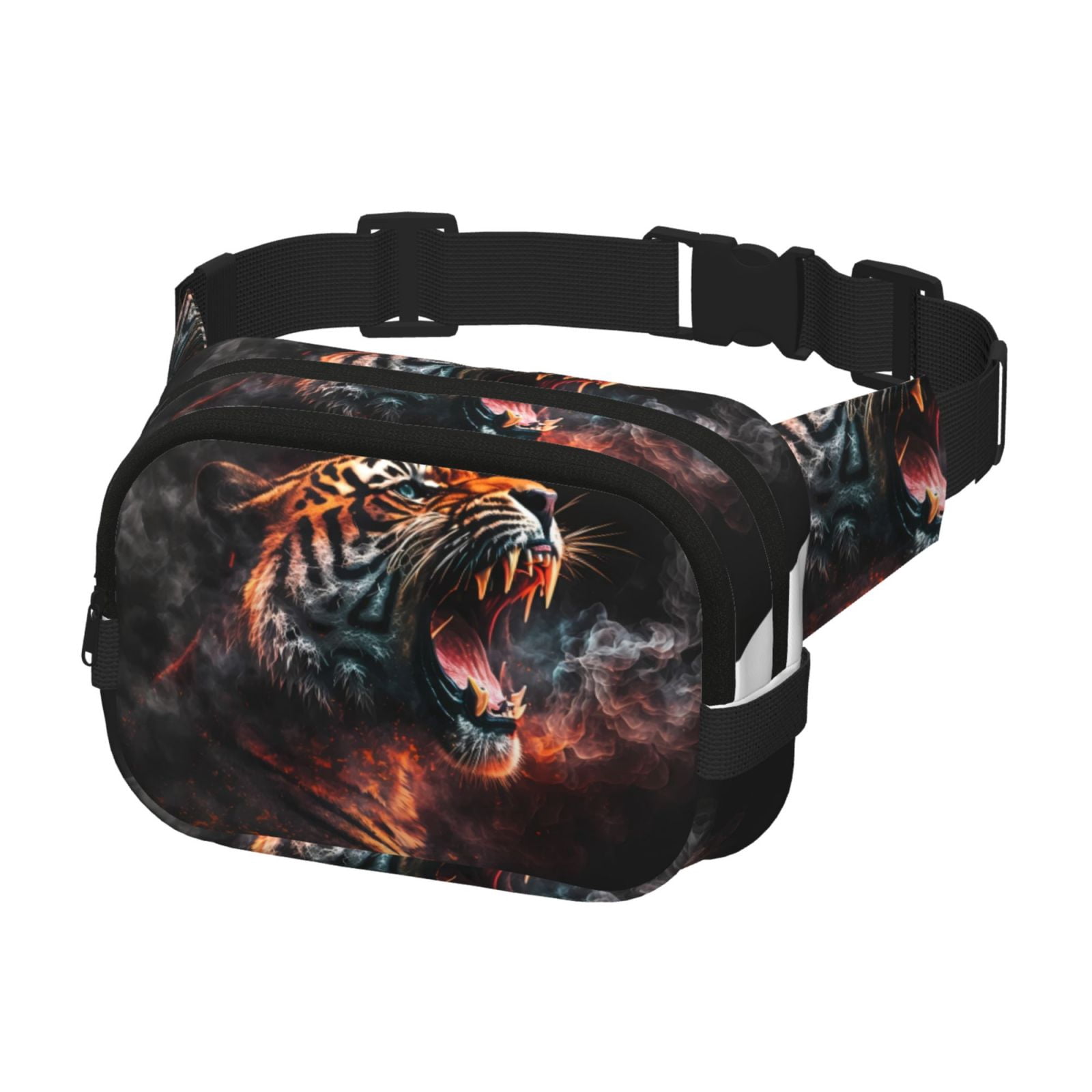 Hirioo Cool Tiger for Double Layer Waist Bag Adjustable Fanny Pack For Travel Running Hiking